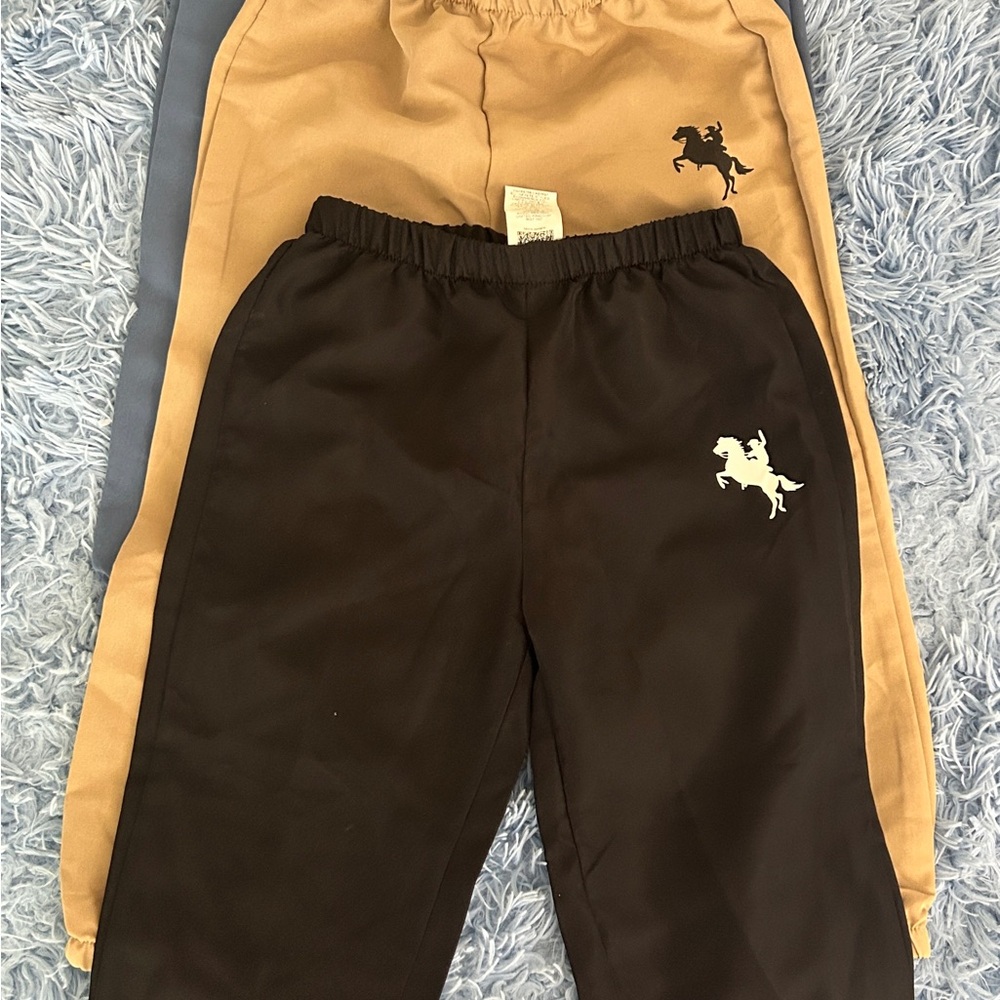 Kids' Black and Tan Joggers with Horse Design